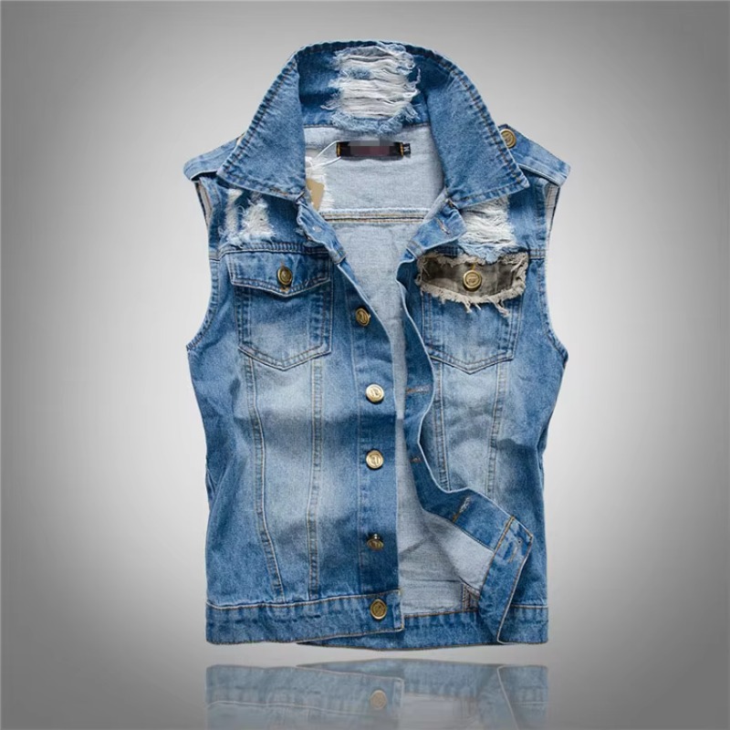 Men'S Fashion Vest With Jeans - Nam Slim Denim Áo Áo Mới