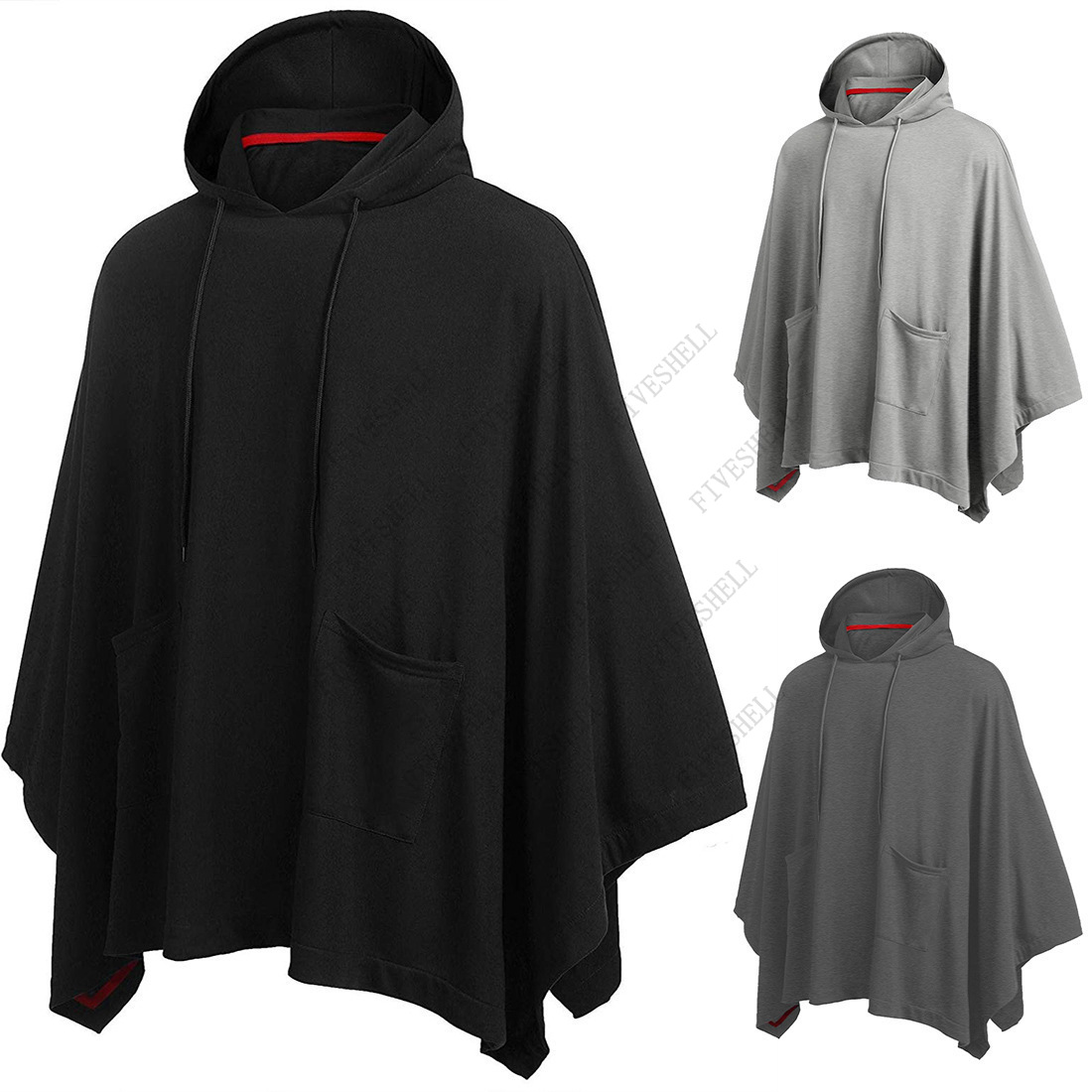 Mens Fashion Poncho - Unisex Casual Mũ Trùm Poncho Mũi