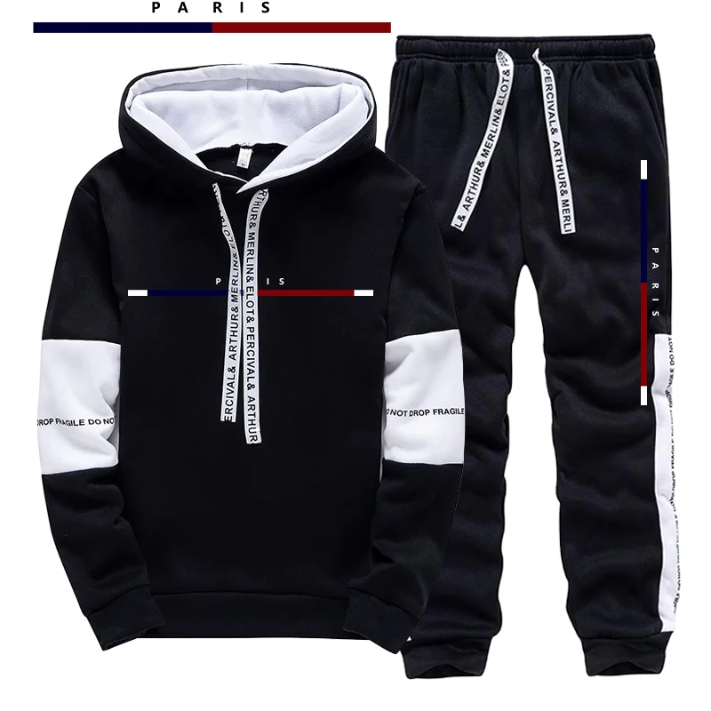 Men'S Fashion Outfits - Paris Fashion Printed Men's Set/Hoodie/Pants Fall