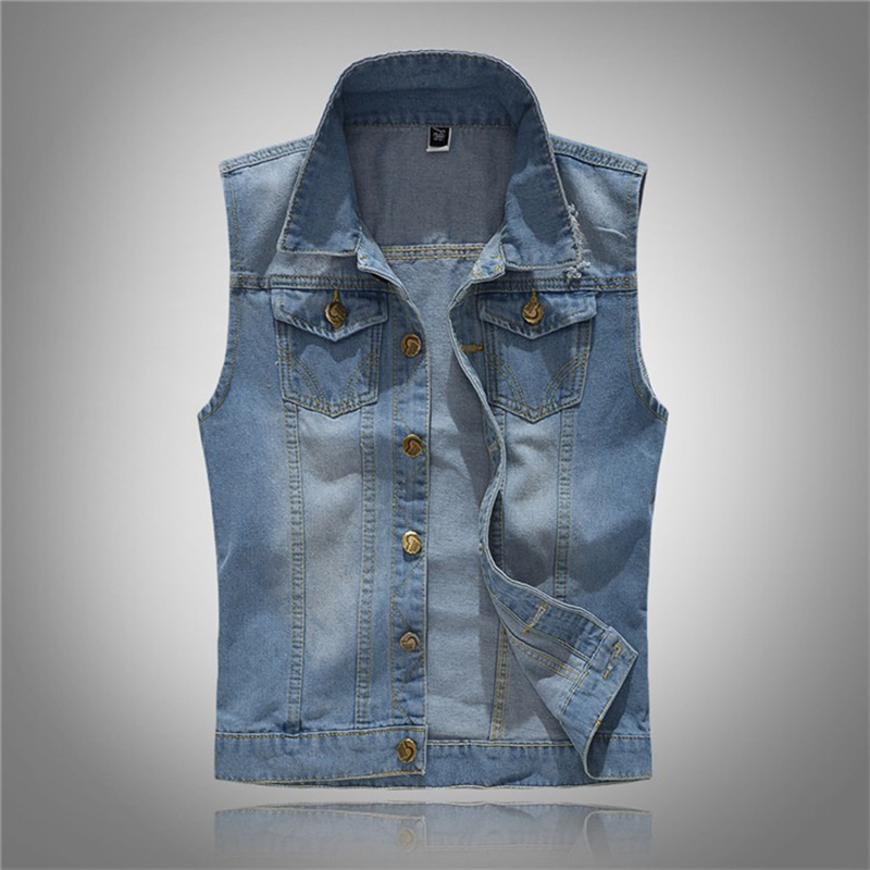 Ripped Denim Waistcoat Men Kor - đánh giá và giá Men'S Fashion Vest With Jeans