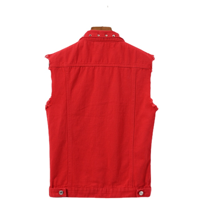 Men Rivet Punk Style Denim Ves - đánh giá và giá Men'S Fashion Vest With Jeans