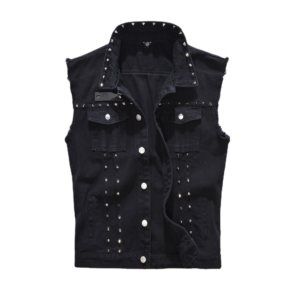 Men Rivet Punk Style Denim Ves - đánh giá và giá Men'S Fashion Vest With Jeans