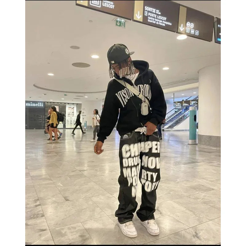 Y2K Jeans Hip Hop Letter Print - đánh giá và giá Men'S Fashion Vest With Jeans