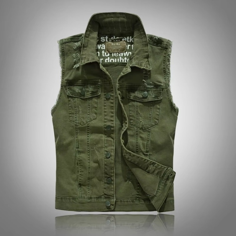 Nam Slim Denim Áo Áo Mới Thời  - đánh giá và giá Men'S Fashion Vest With Jeans