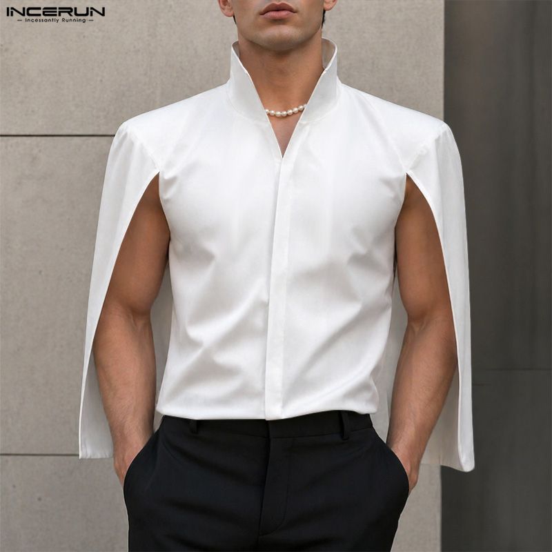 INCERUN Men's Shirt Solid Colo - đánh giá và giá Mens Fashion Poncho