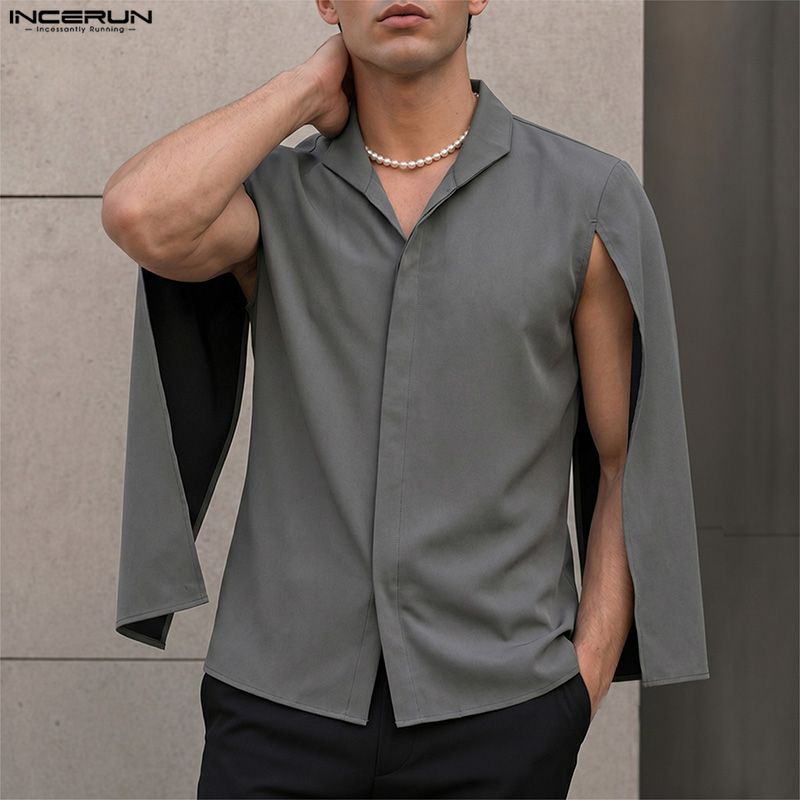 INCERUN Men's Shirt Solid Colo - đánh giá và giá Mens Fashion Poncho