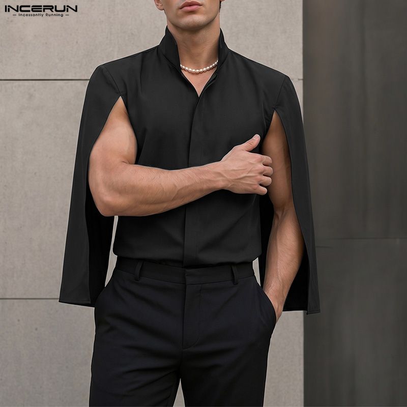INCERUN Men's Shirt Solid Colo - đánh giá và giá Mens Fashion Poncho