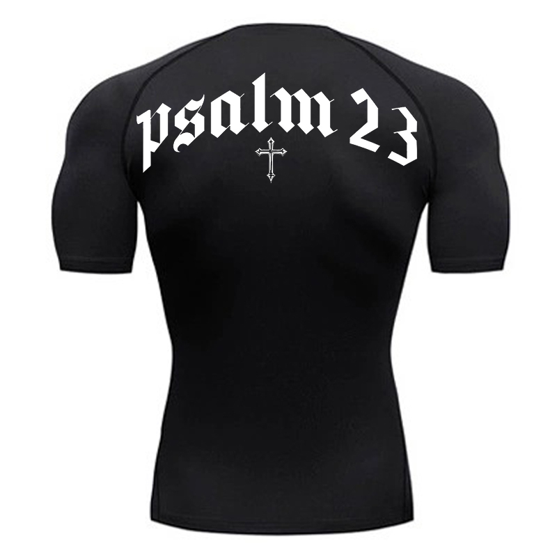Psalm 23 Cross Print Compressi - đánh giá và giá Compression Shirt Workout