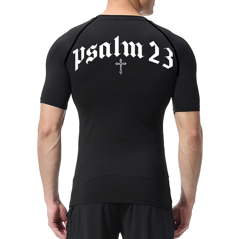 Psalm 23 Cross Print Compressi - đánh giá và giá Compression Shirt Workout